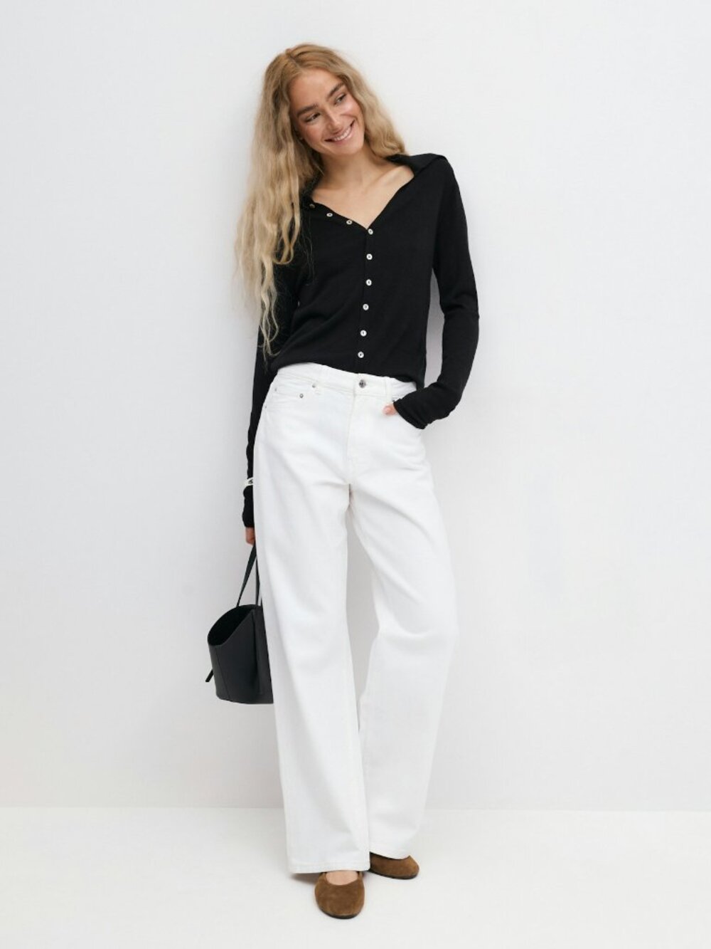 Gina Tricot Perfect Wide Jeans in White - 36